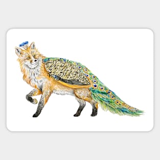 Fox Peacock Watercolor Magnet